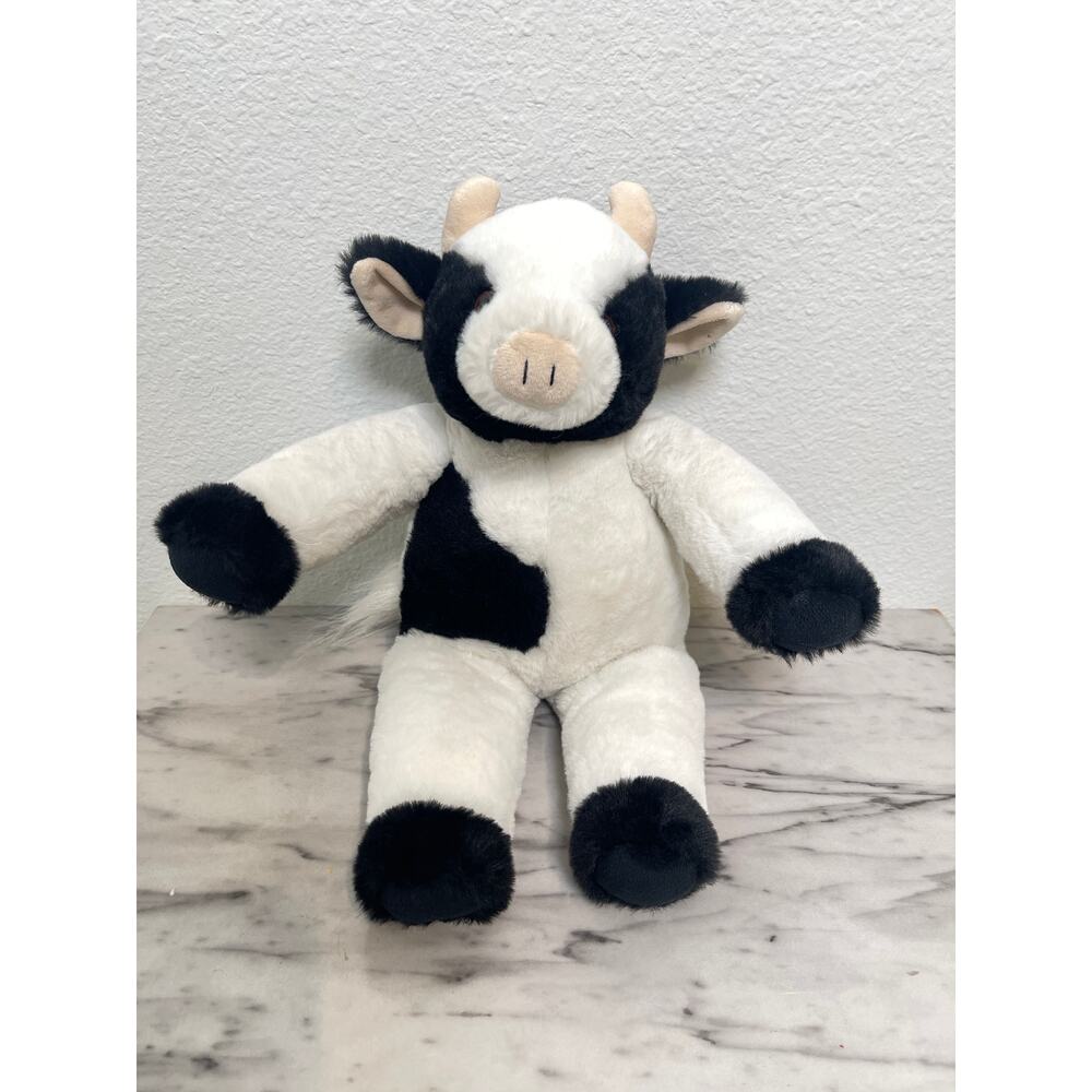 Bearington Cowlin The Cow Plush Toy 15” Farm Animal Black White Surface Washable